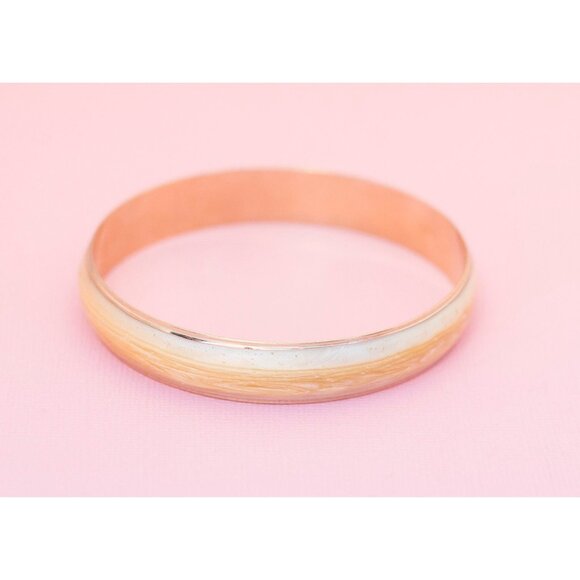 Yellow and Gold Tone Statement Bangle Bracelet | 8 1/4 Inch | Avon H9 - Picture 2 of 3